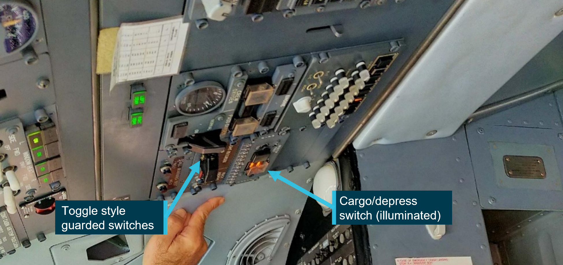 Figure 2: Main deck cargo smoke detector panel (view from left seat)