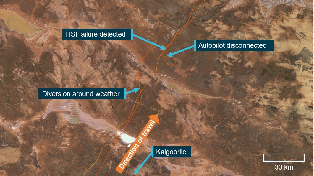 Flight track from Kalgoorlie to Warburton