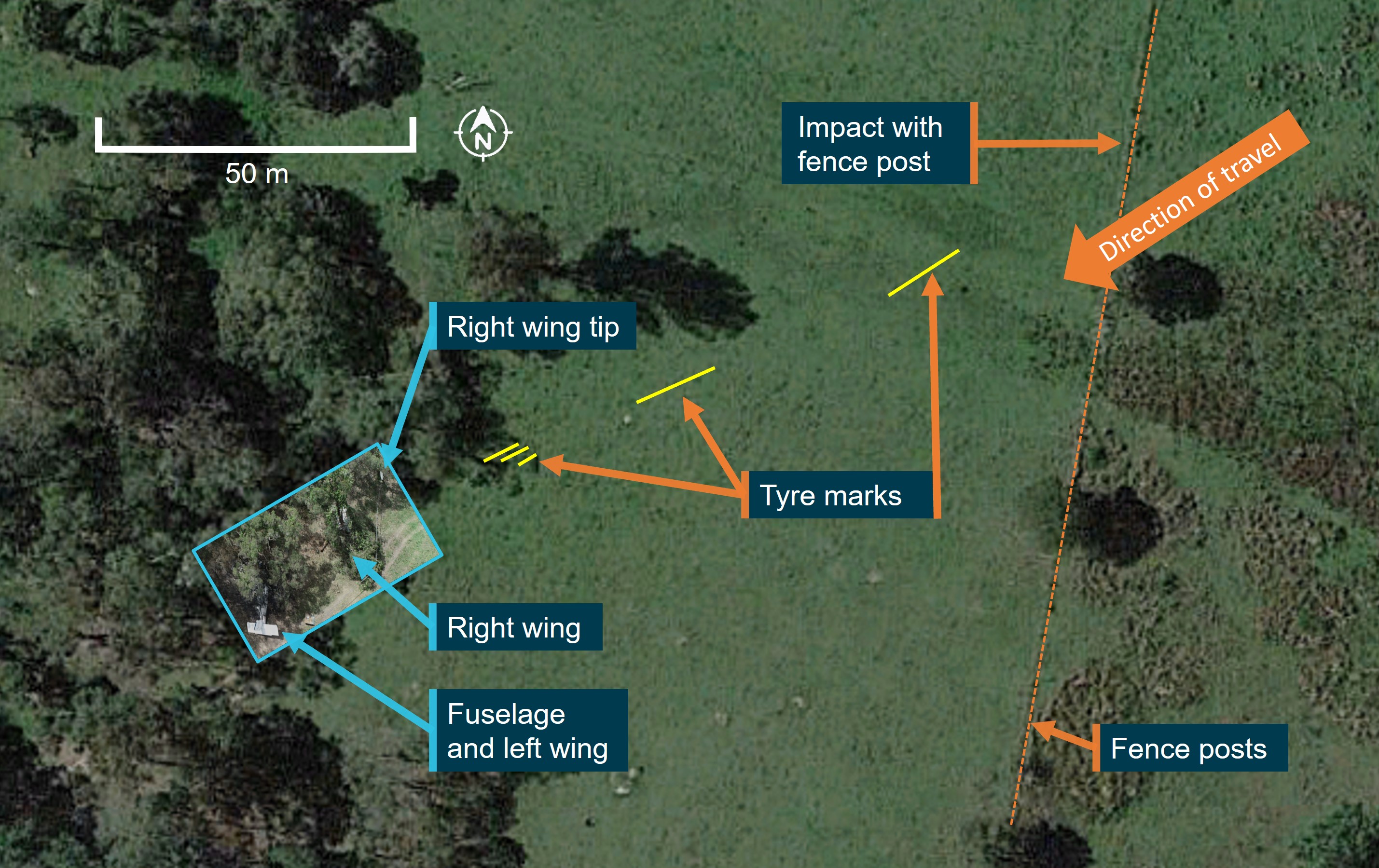 Aircraft ground contact and accident site