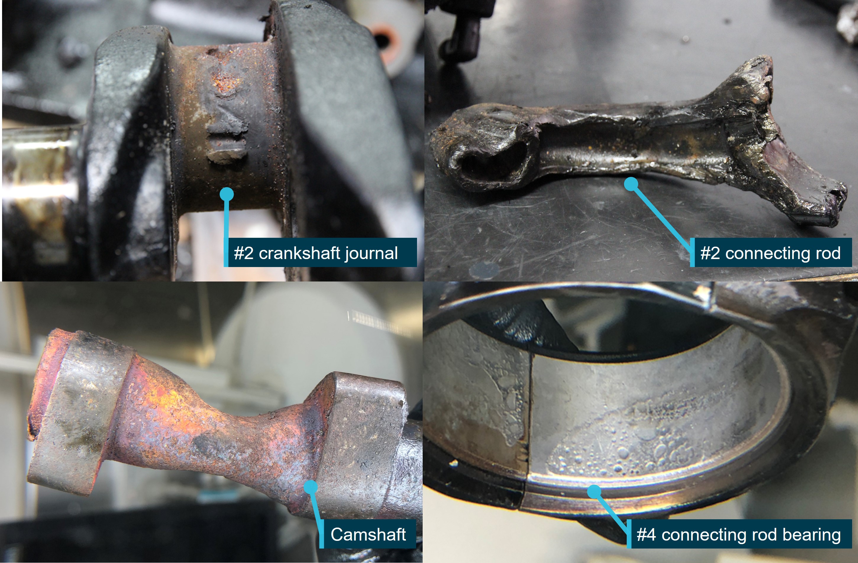 Damaged engine components