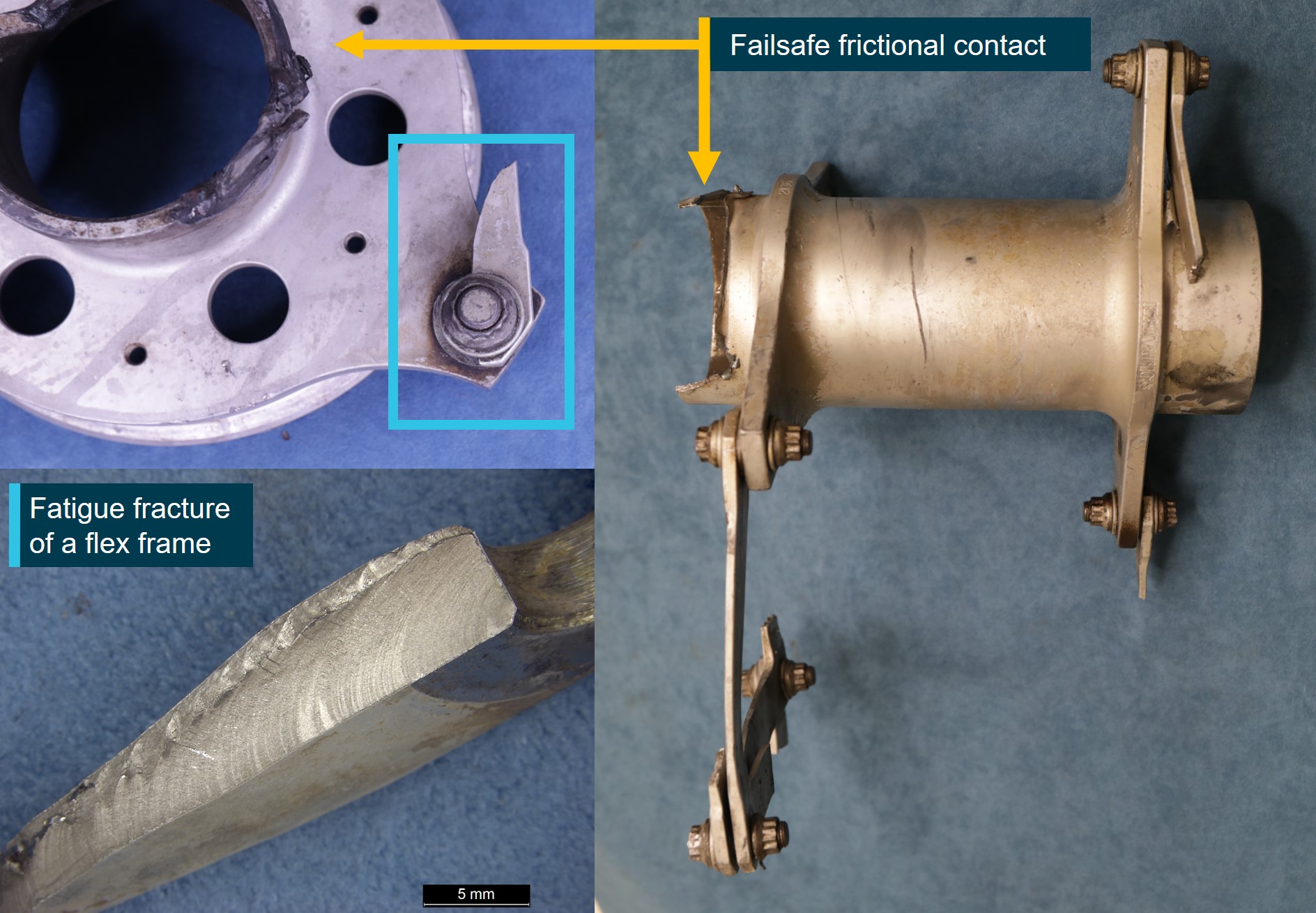 Figure A2: Fatigue cracking of a flex frame element led to the shaft entering fail-safe mode prior to total failure during operation