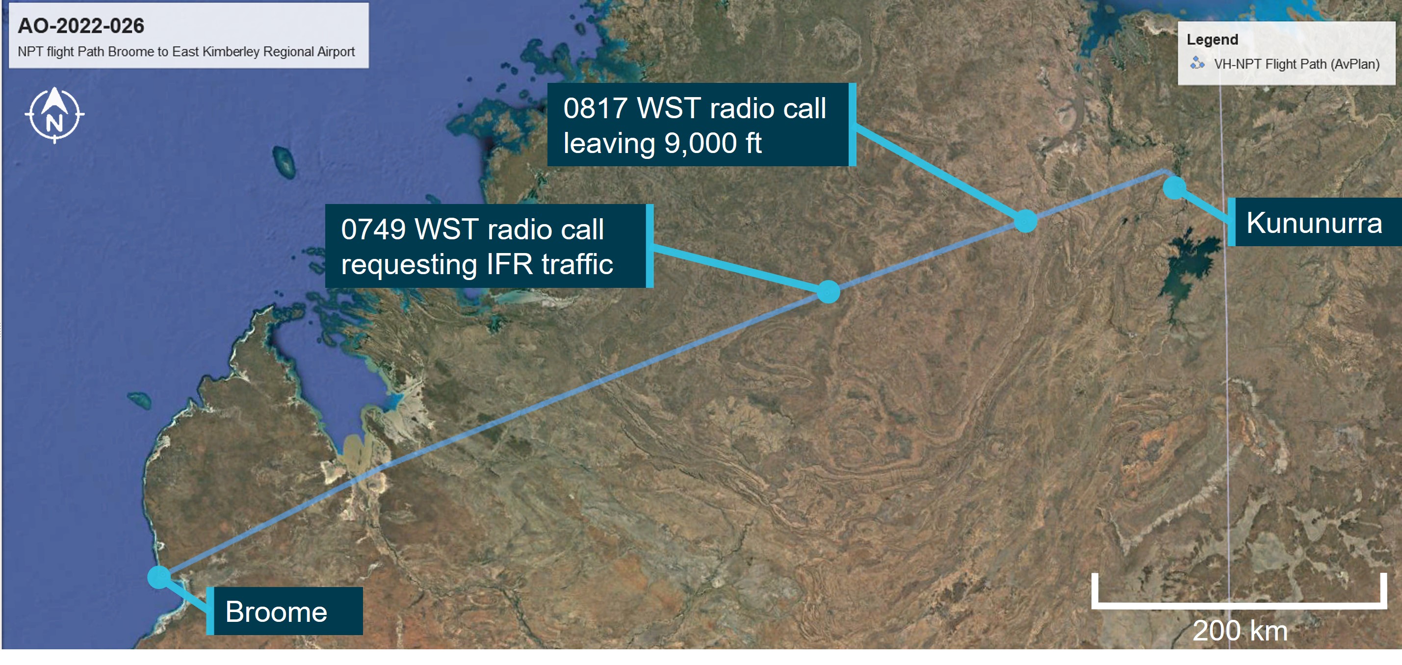 Figure 2: NPT flight path and Brisbane Centre radio calls