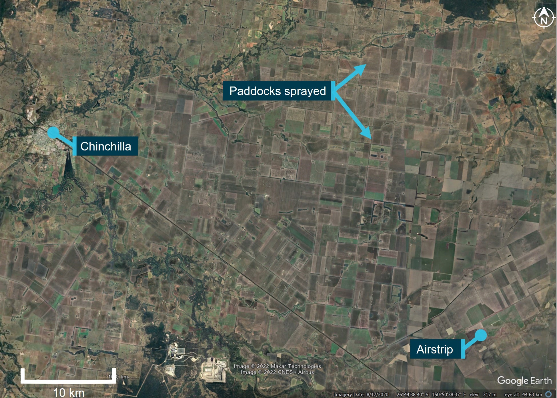 Figure 1: Location of the airstrip and area of operations