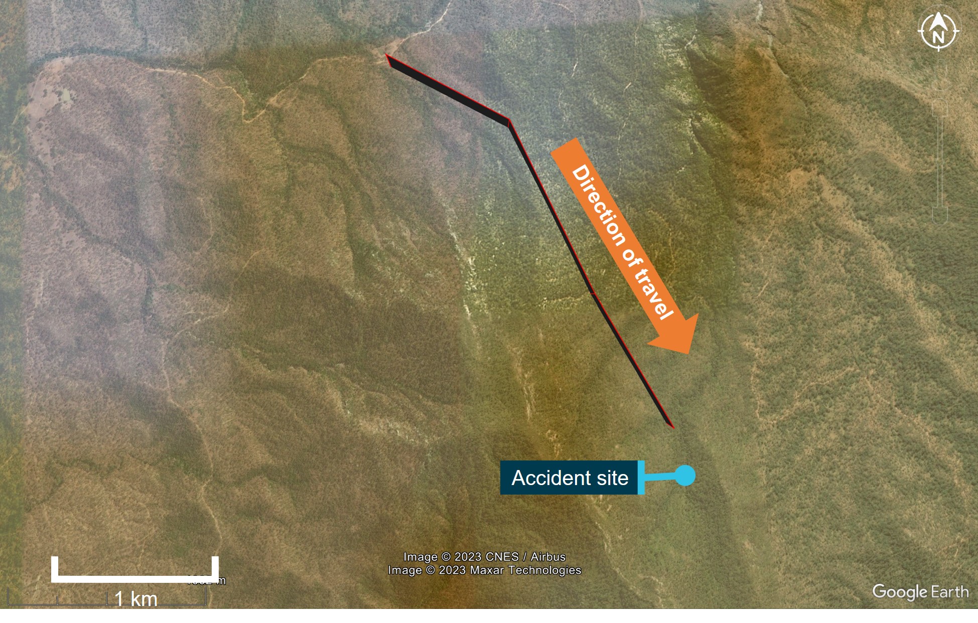 Figure 2: Last recorded flight path