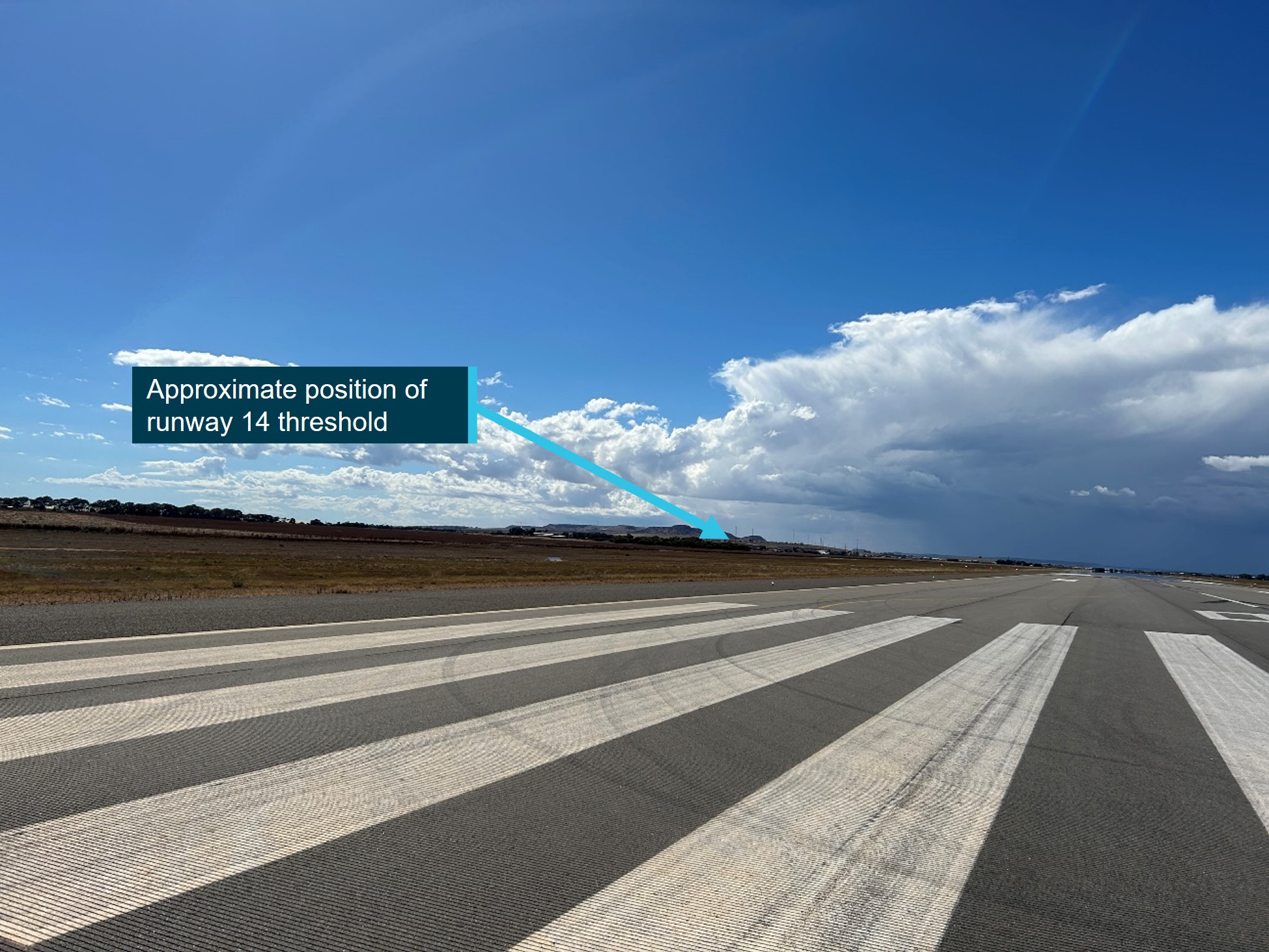 Figure 3: View of runway 14 threshold from runway 03 threshold