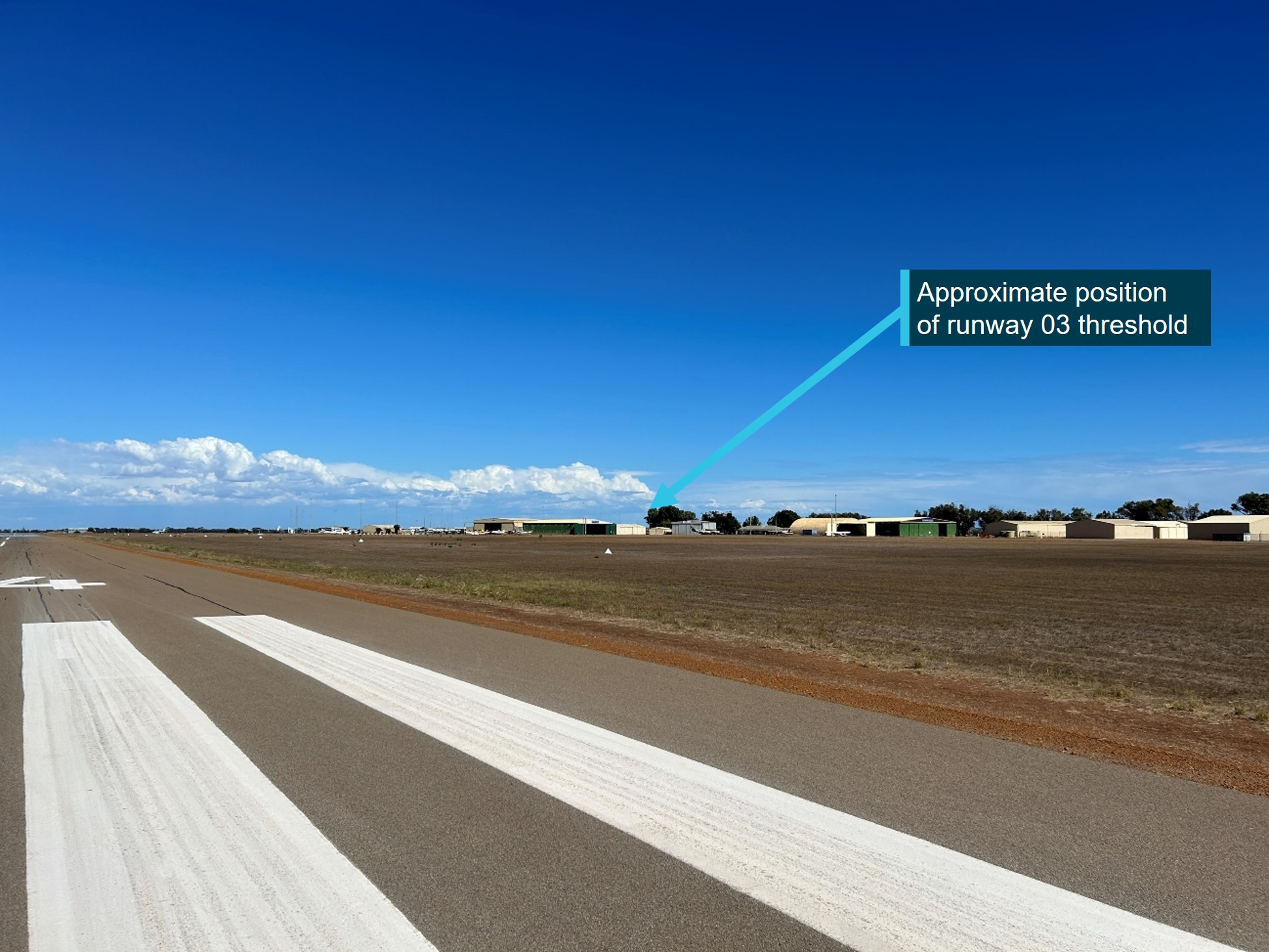 Figure 4: View of runway 03 threshold from runway 14 threshold