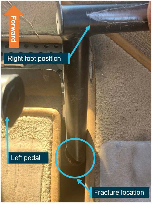 Figure 1: Fractured right tail rotor pedal as installed on VH-HHQ