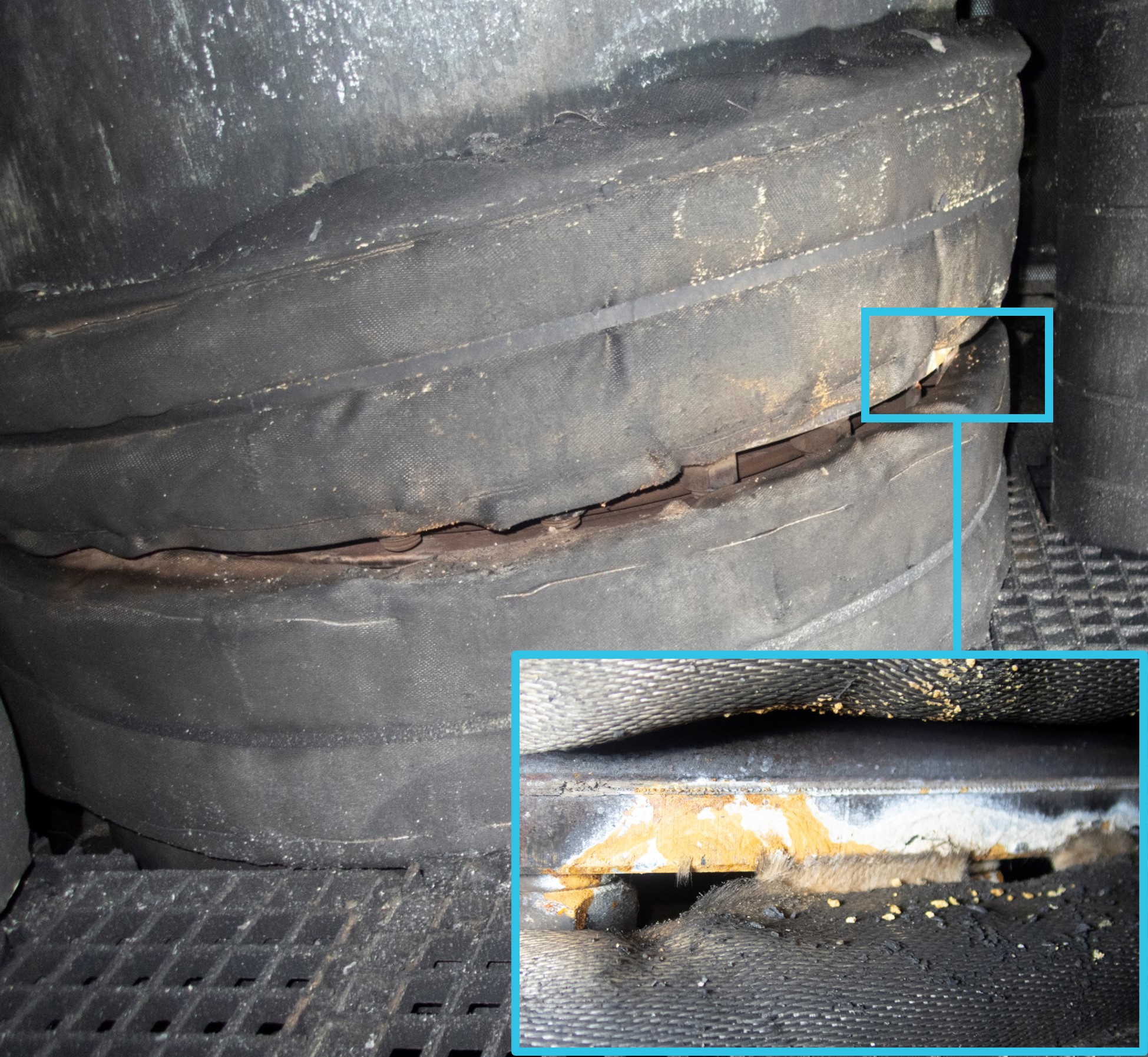 Figure 21: Gap in sections of insulation on exhaust trunking of DG3