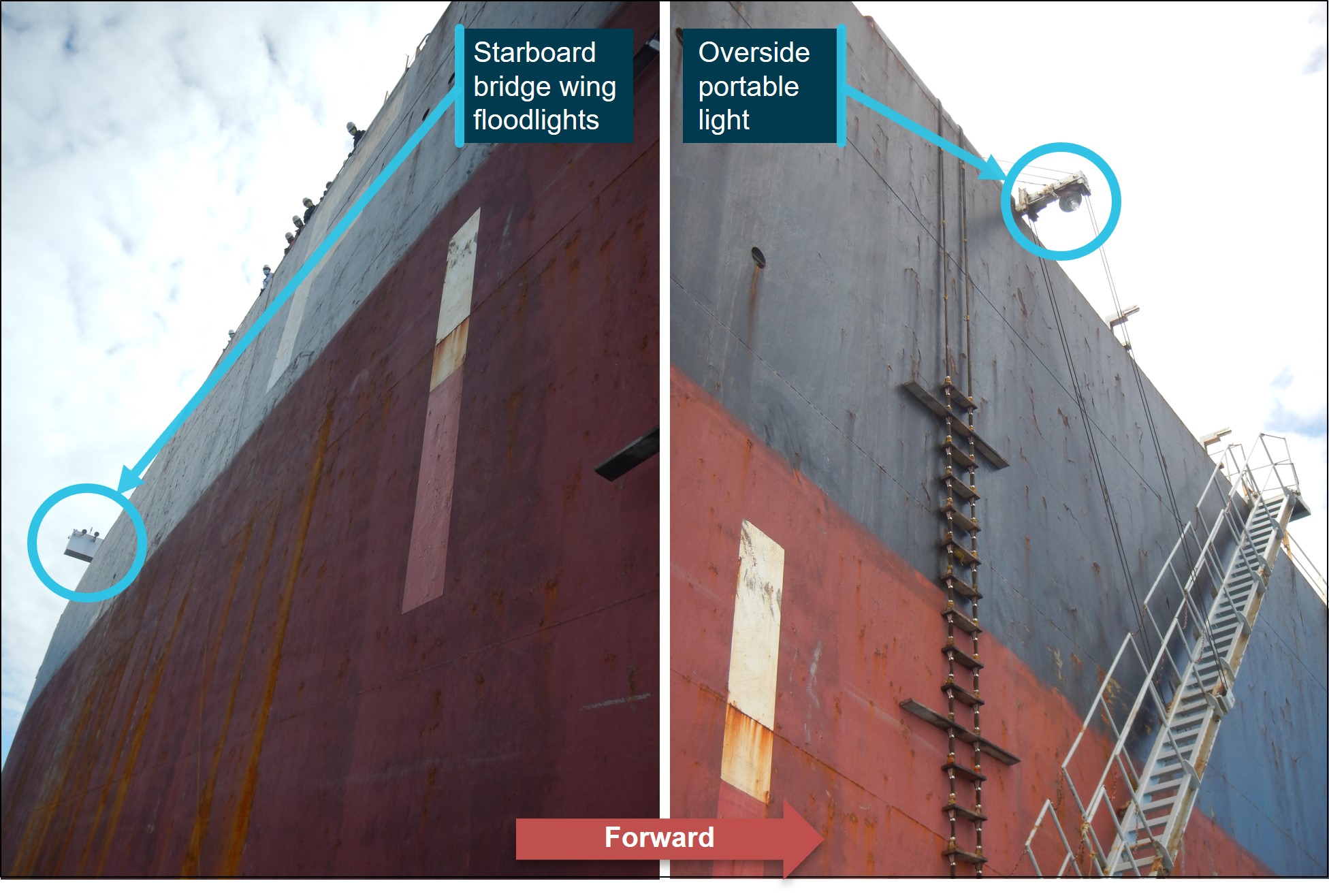 Figure 5: Ship lighting for the starboard boarding area