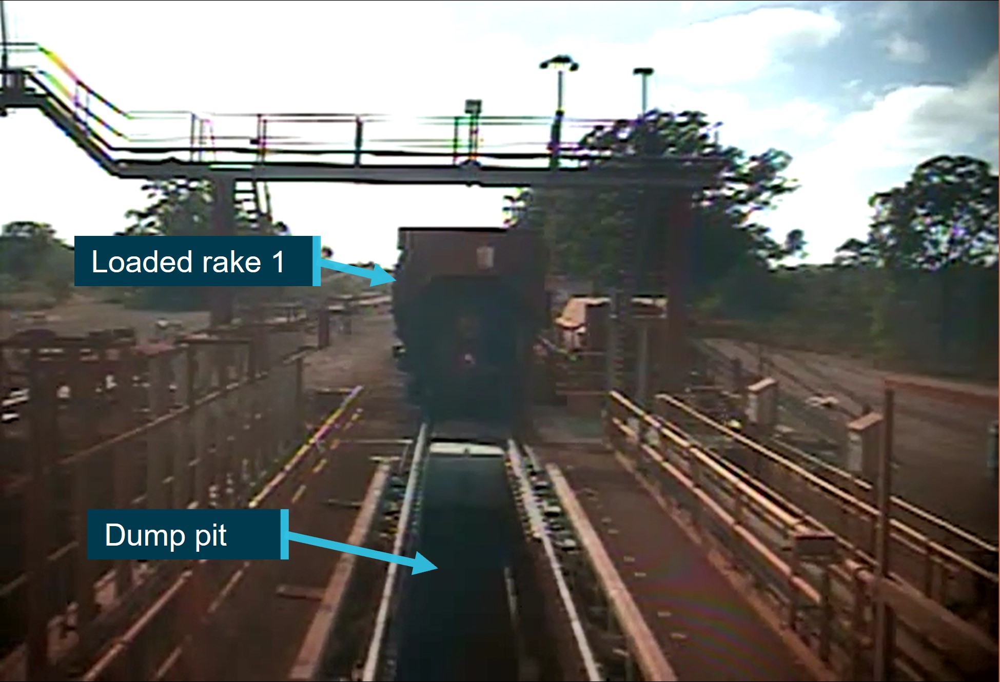 Figure 2: Locomotive at the Lorim Point dump station detaching rake 1