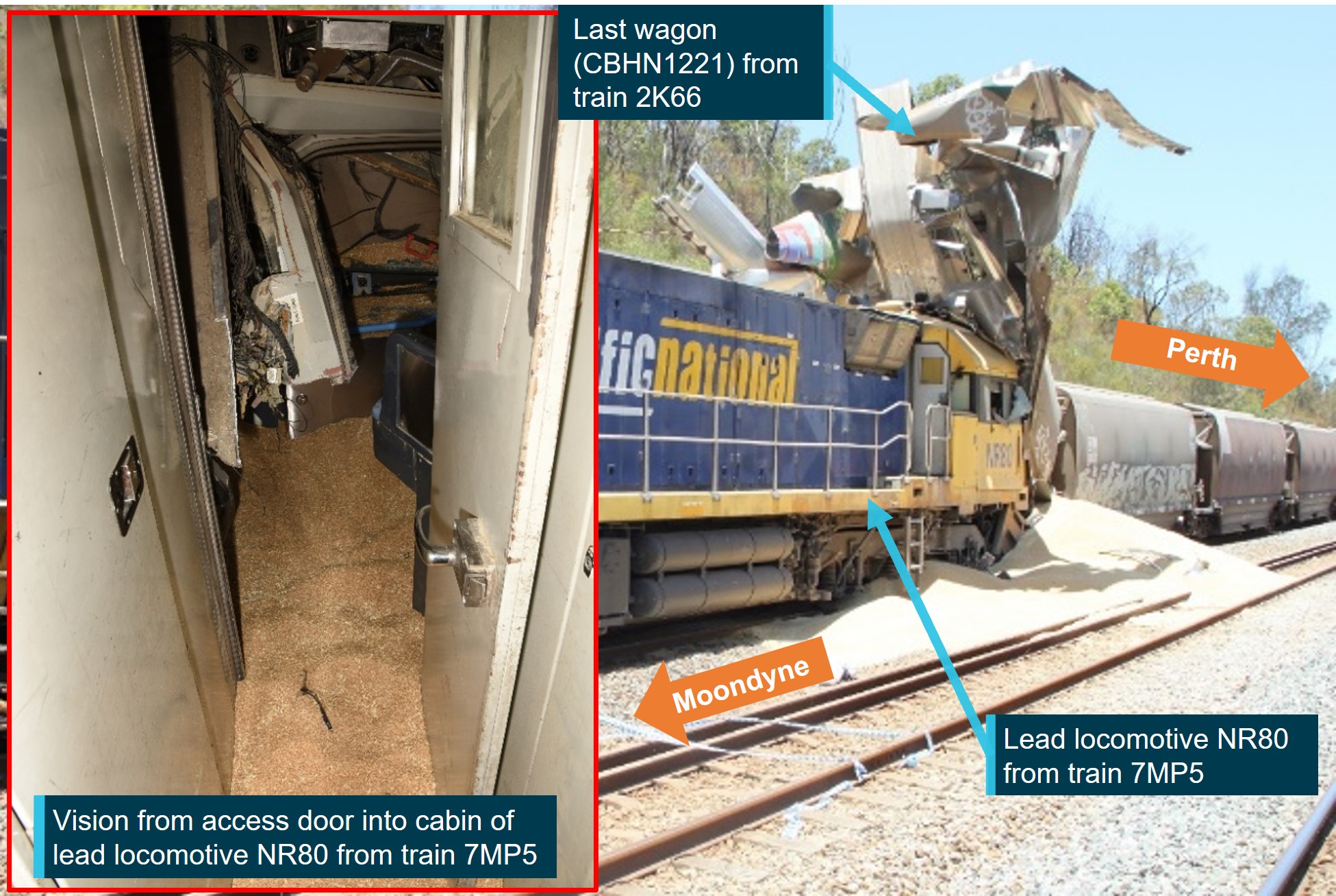 Figure 12: Grain ingress to lead locomotive NR80 of 7MP5