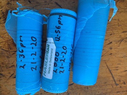 Figure 23: Hasler waxed paper rolls removed from power cars XP2018 and XP2000