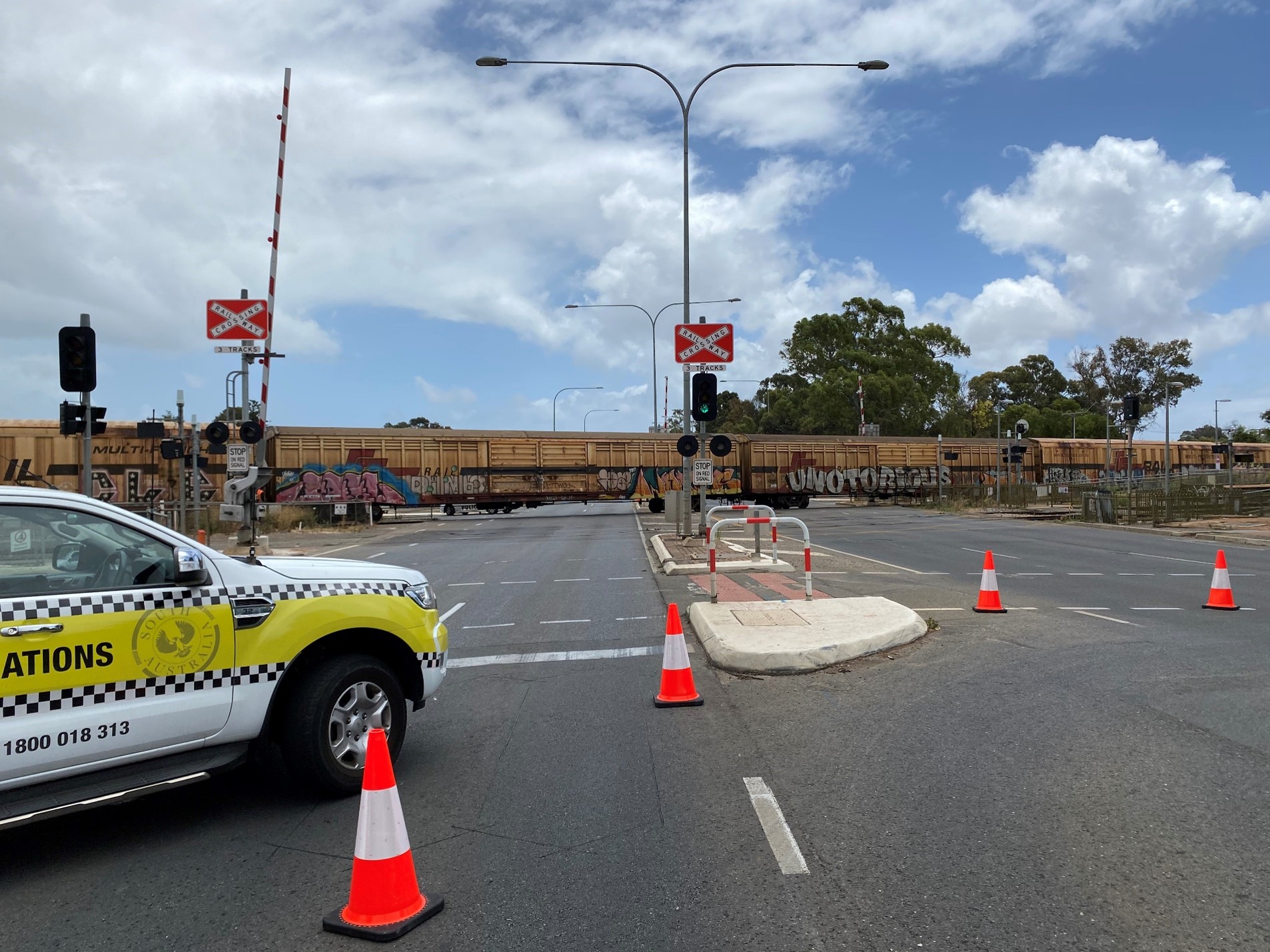 Figure 4: Train 1MP9 at Torrens Road level crossing