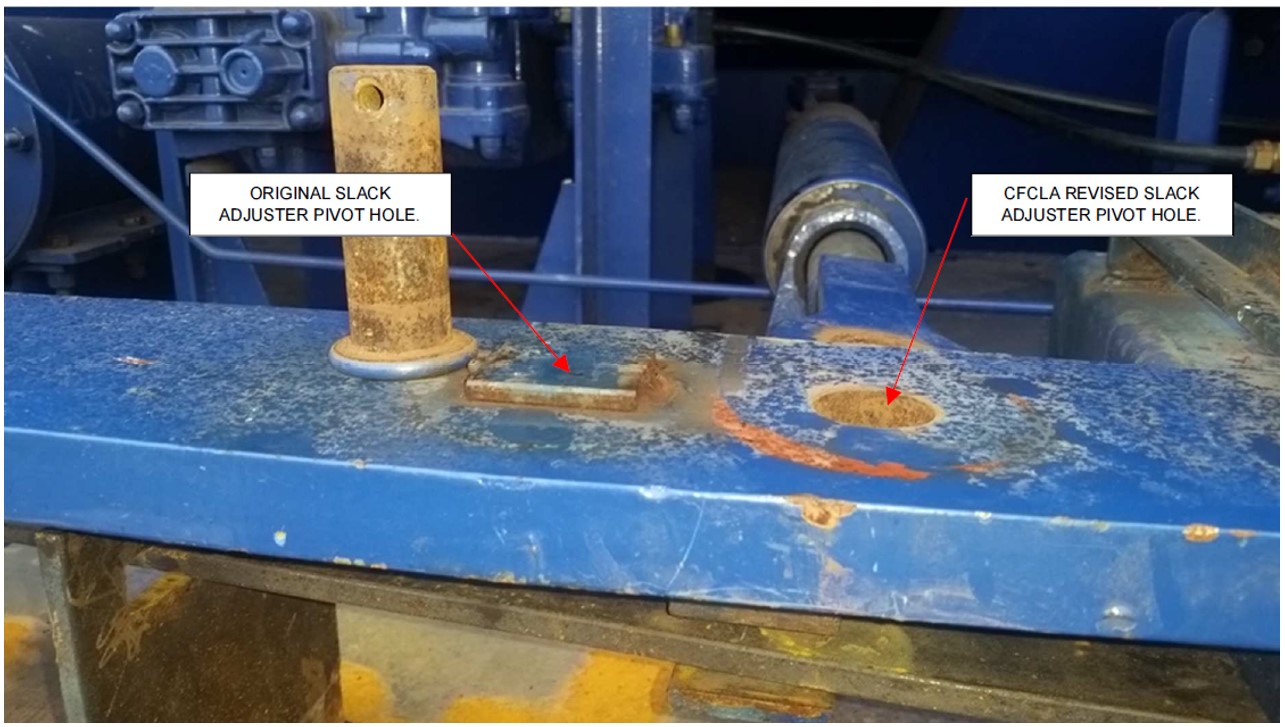 Figure 14: Revised slack adjuster pivot holes