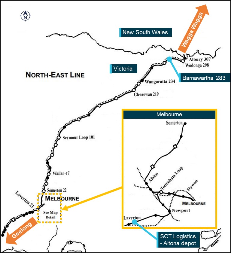 Figure 1: Northeast line to Victoria / New South Wales border