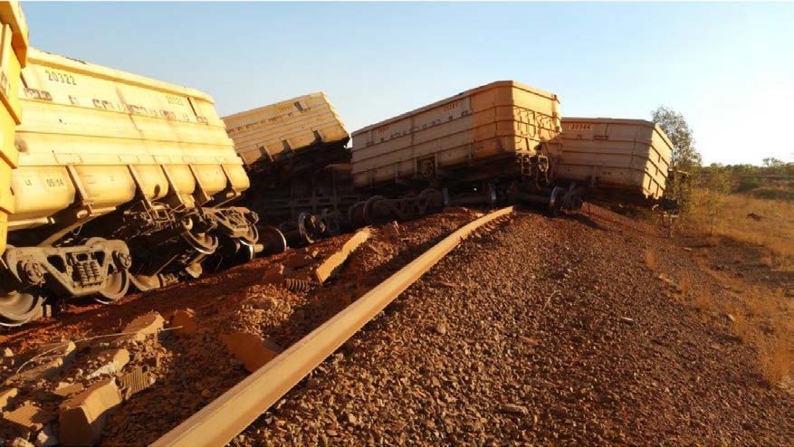 Derailed portion of train ND575, view looking north from ore car 20322