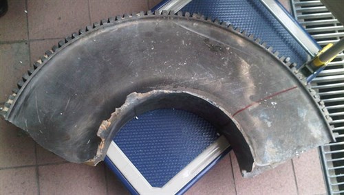 Portion of the recovered turbine disk from Qantas A380