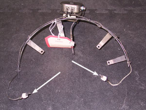 Figure 10. Thermocouple assembly - thermocouples at arrows burned/damaged.