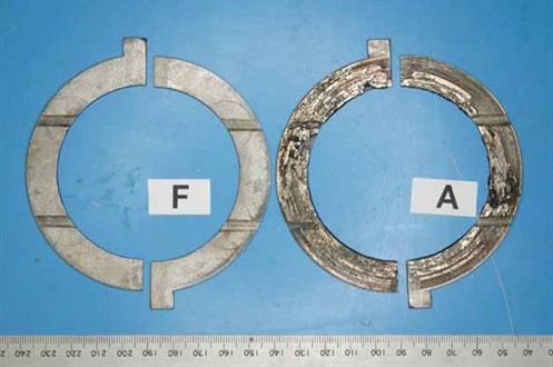 Figure 4. Contact (bearing) surfaces of thrust bearings as-received