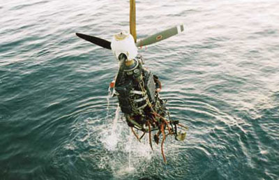 Engine lifted out of water