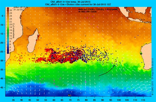 Indicative drift from the Search Area as at 30 July 2015