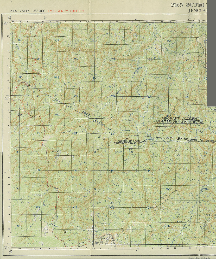 Accident site map for VH-AFK