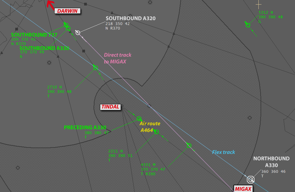 Figure 3: Proximity and positions of aircraft at 0233:37