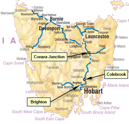 TasRail Network Location Map