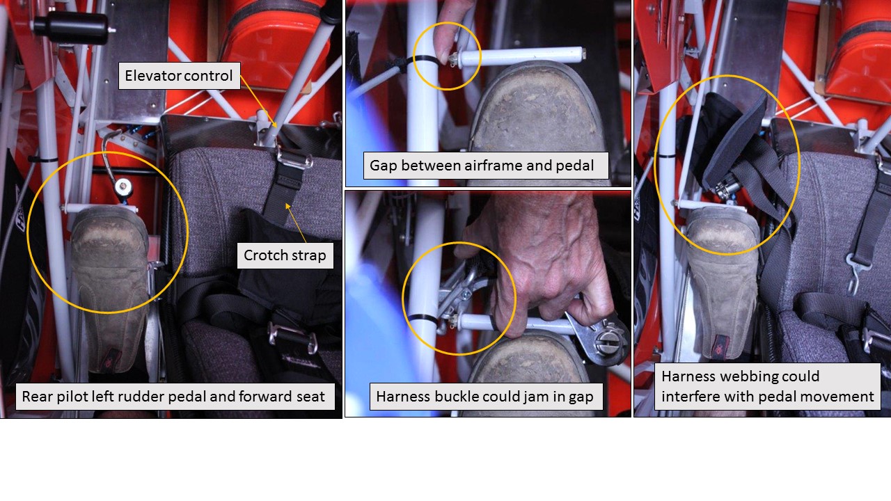 Figure A2: Possible rudder pedal interference from an unsecured forward seat harness