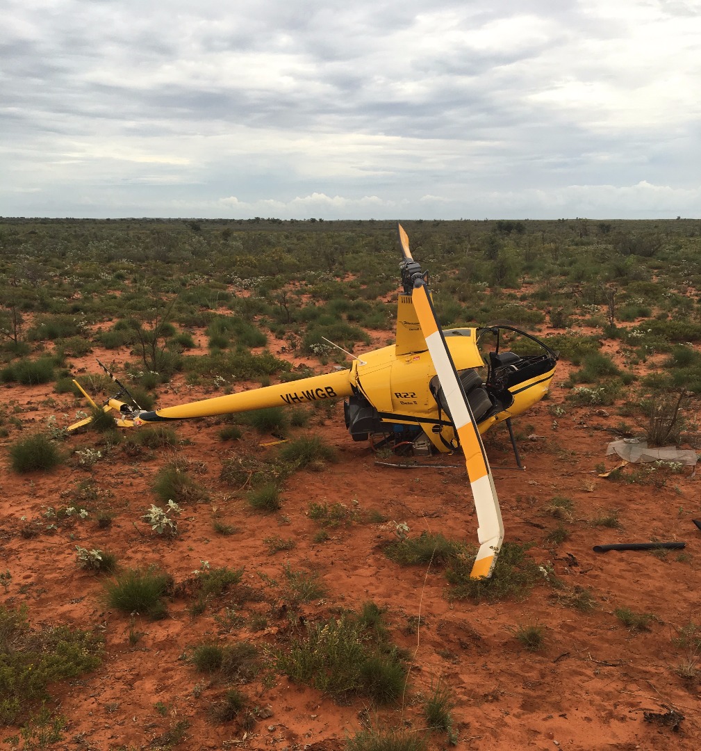 Accident site showing damage to VH-WGB