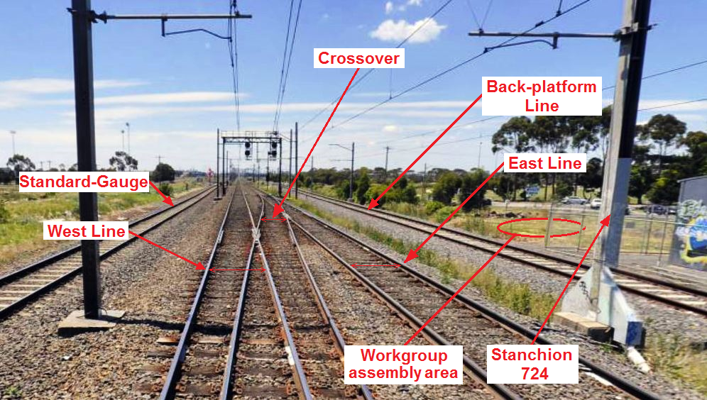 The accident site, viewed in the direction of train travel