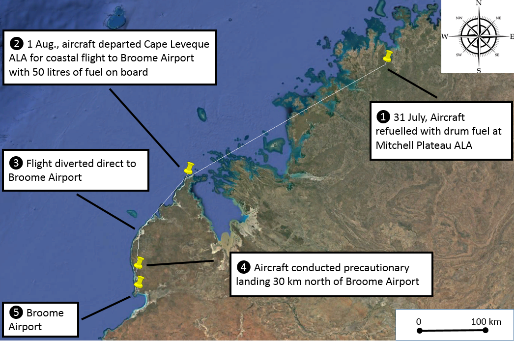 Figure 1: VH-WBK flight with key events