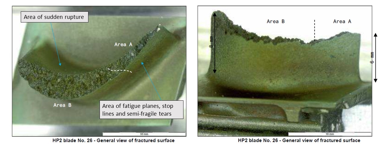 Figure 4: Blade No. 26 fracture surface examination