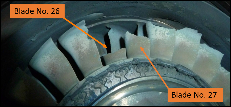 Figure 5: Blade No. 26 and damage to the adjacent blades