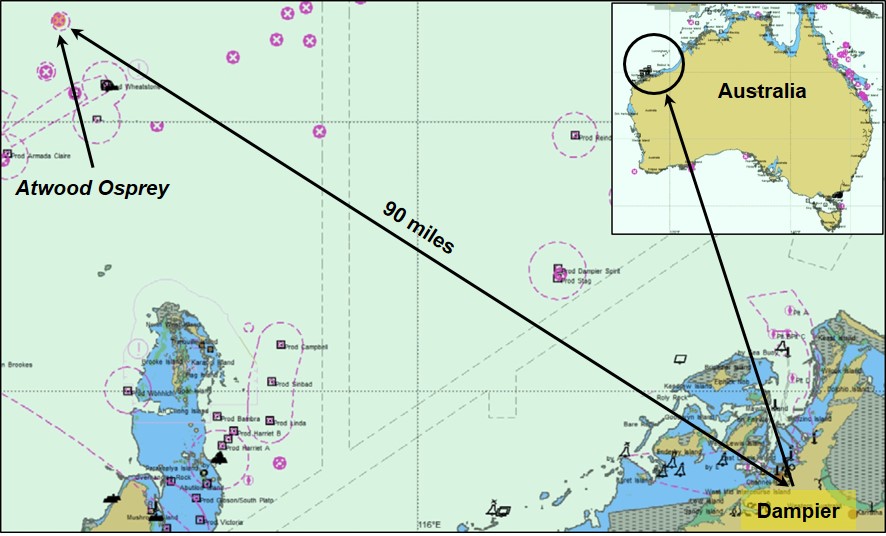 Figure 3: Dampier and position of the Atwood Osprey