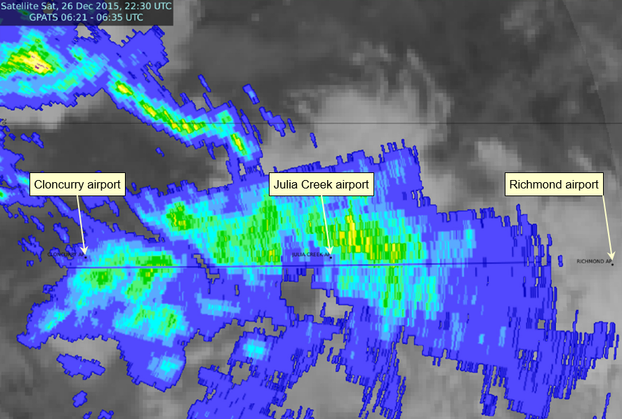 Figure 19: Combined satellite and radar reflectivity imagery over north-western Queensland at 0830