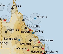 Figure 20: BoM radar optimal coverage areas - Queensland