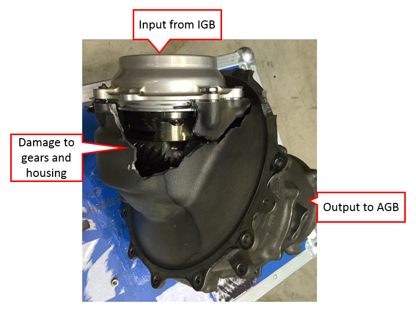 Figure 2: Transfer gearbox damage