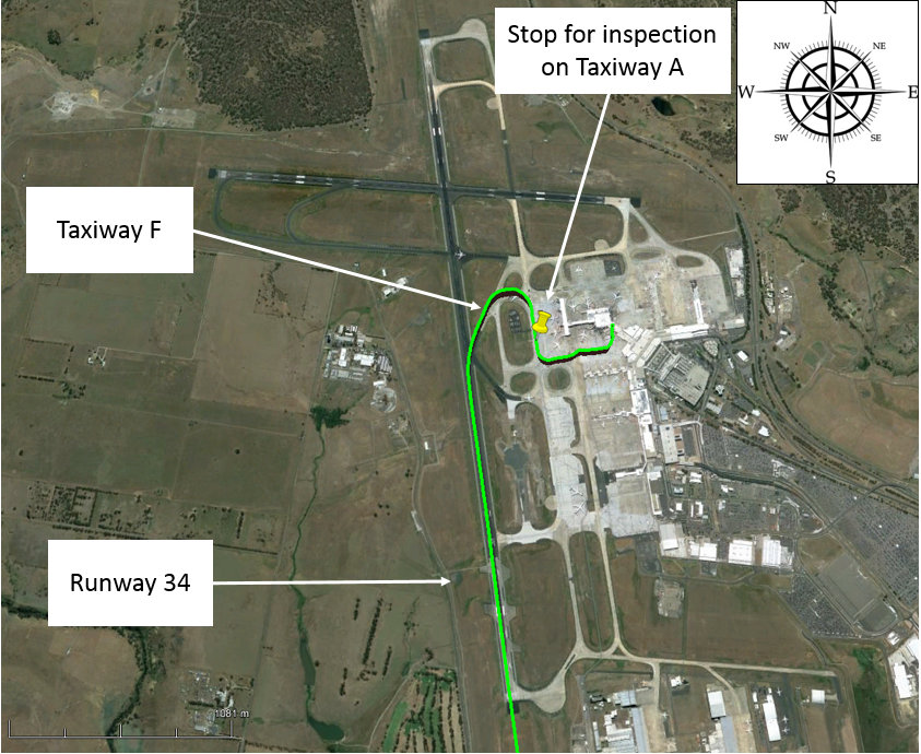 Figure 1: Aircraft ground track at Melbourne Airport