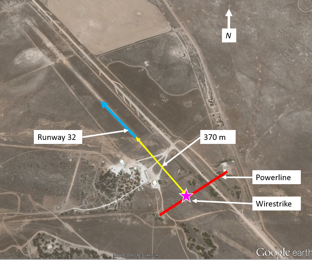 Figure 2: Coorabie ALA showing the powerline 370 m from the threshold