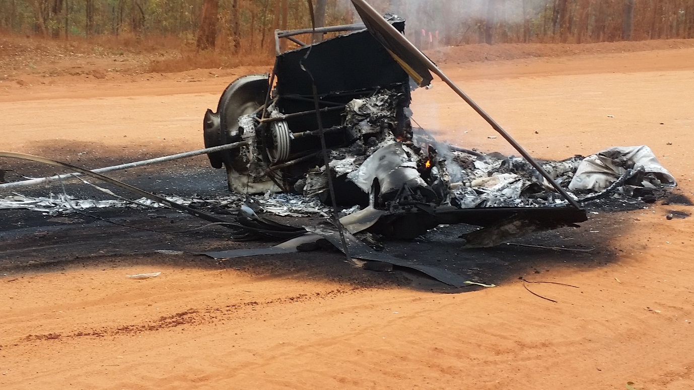 Figure 1: Accident site showing VH-PFX destroyed by post-impact fire