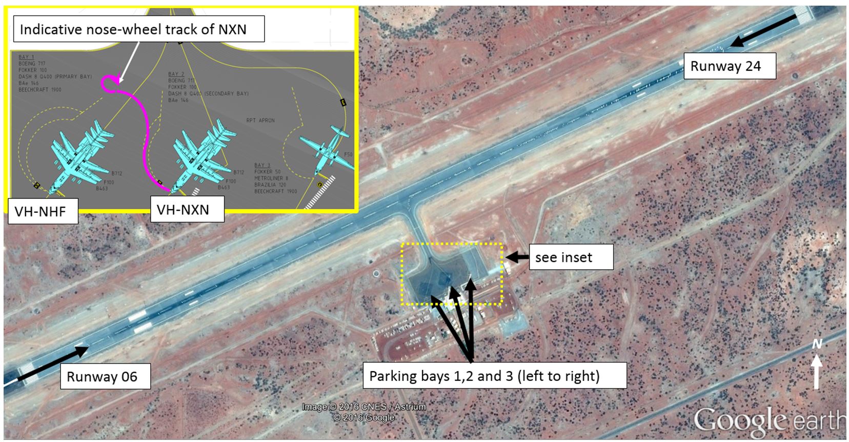 Figure 1: Paraburdoo Airport showing runways and parking bays