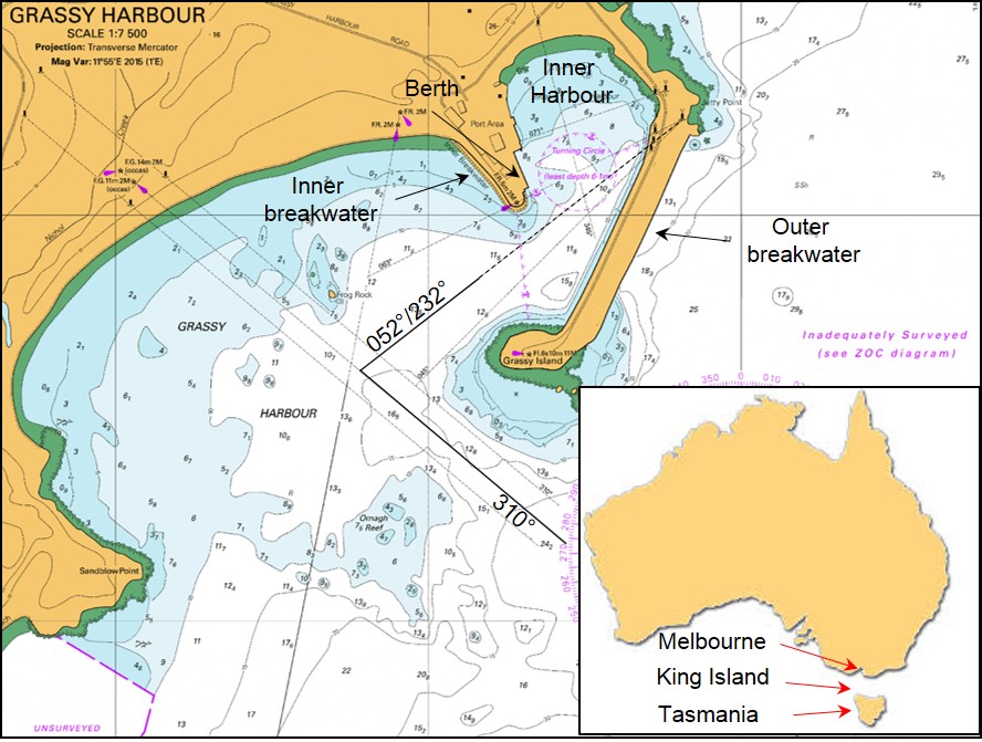 Figure 1: Navigational chart Aus 178 showing Grassy Harbour