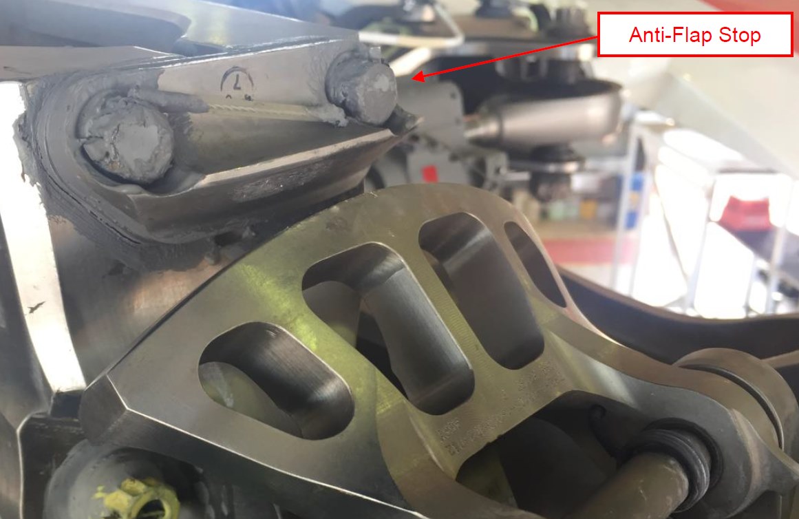 Figure 2: Anti-flap stop secured to the main rotor hub.