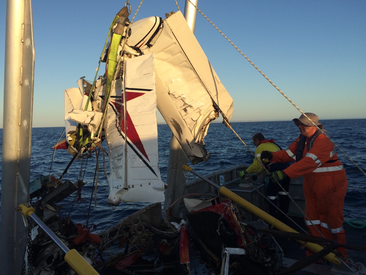 Figure 6: Recovery by Victoria Police of the aircraft’s fin and left horizontal stabiliser