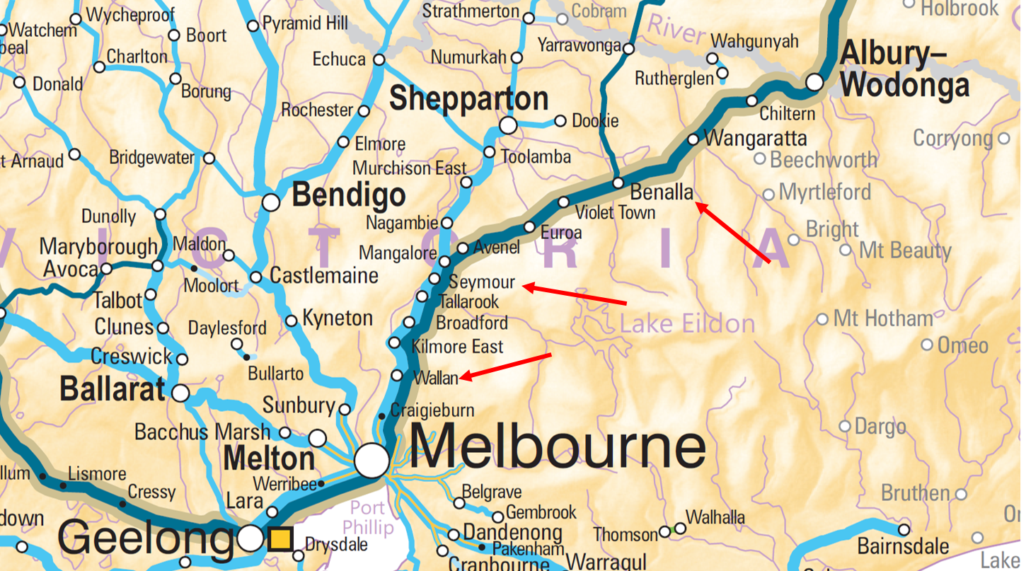 Figure 1: Location map – Wallan, Seymour, Benalla Victoria