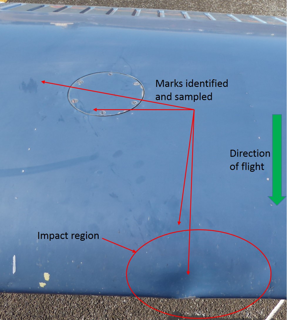 Figure 2: Overhead image highlighting identified surface marks