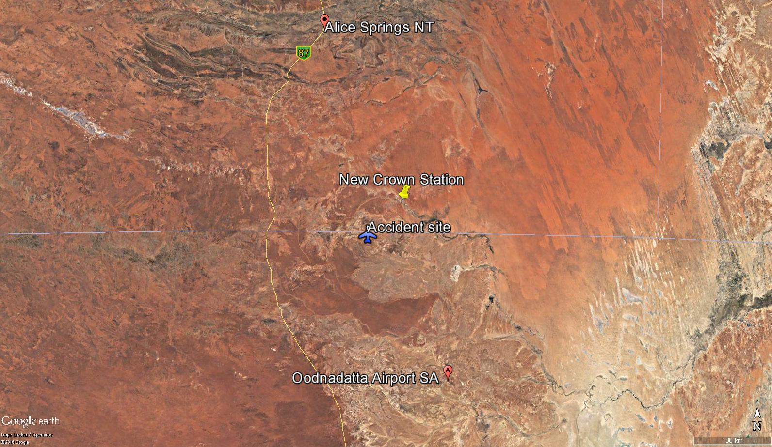 Source: Google earth modified by ATSB