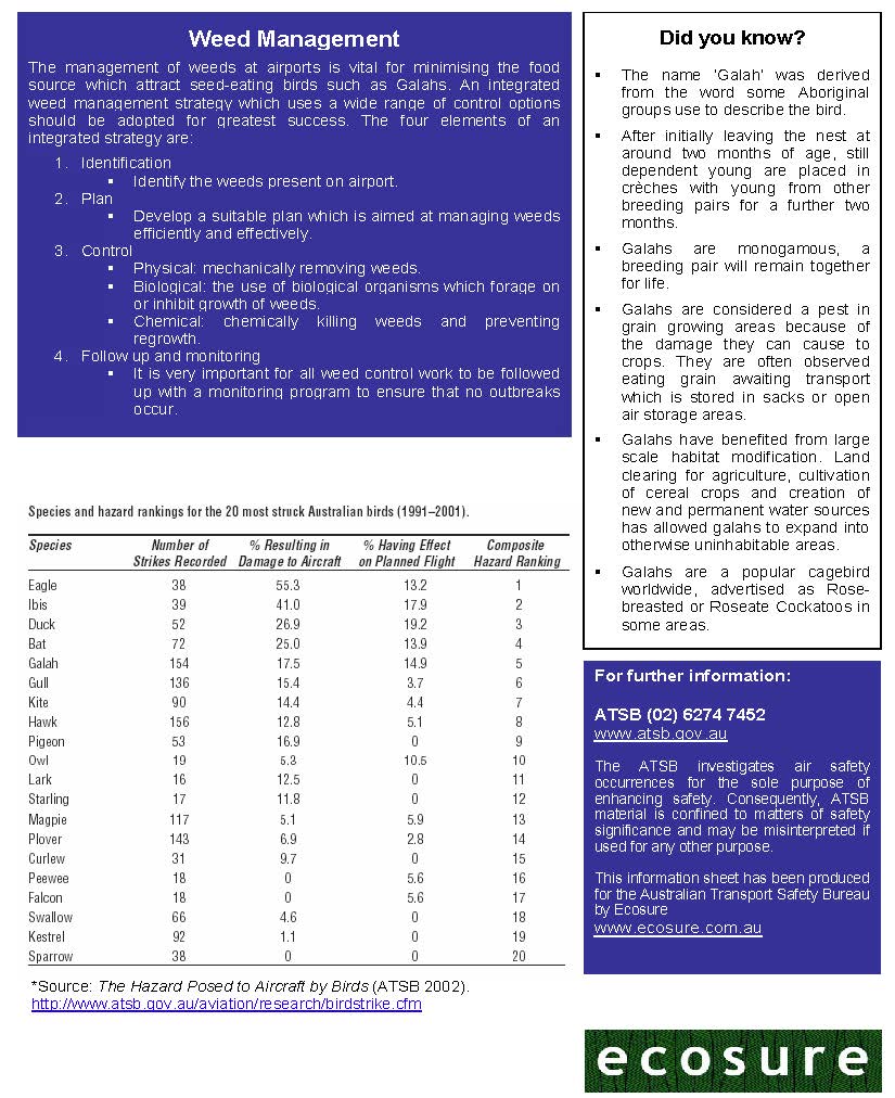 ATSB Bird Information Sheet No 6