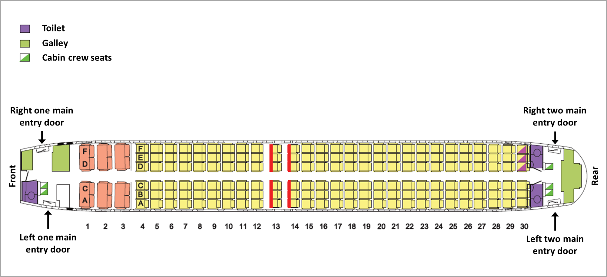 Figure 2: Boeing 737-800, VH-VZZ, aircraft seating map